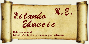 Milanko Ekmečić vizit kartica